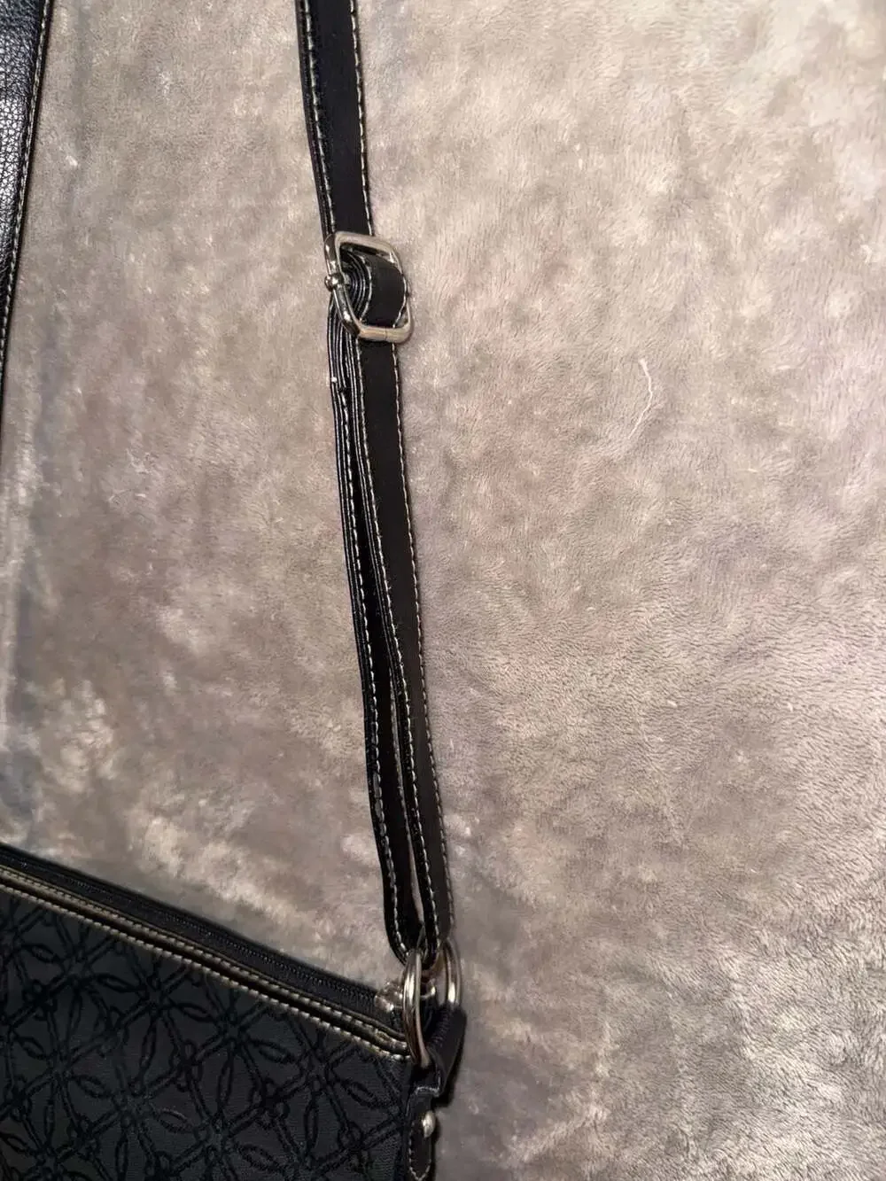 Croft & Barrow Black Patterned Fabric Crossbody Bag